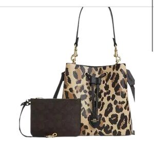 Coach Animal Print bucket Bag with Black Accents